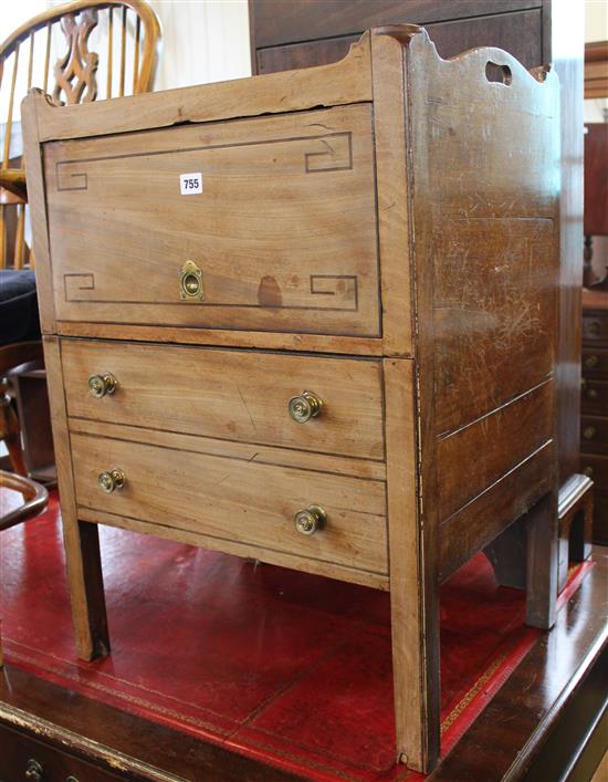 George III inlaid mahogany night cupboard